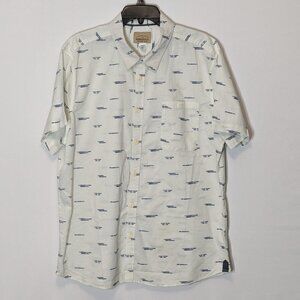 Men's Vtg ROEBUCK & CO., Short Sleeve, White/Blue, Cotton Button Shirt; Size 2XL